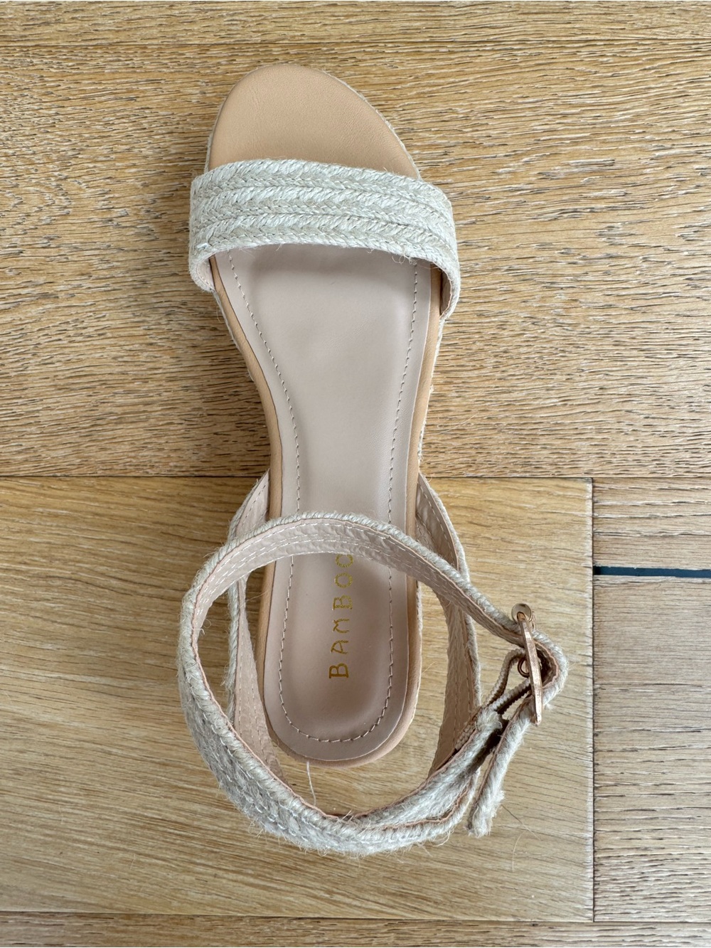 [Never Worn] BAMBOO Natural Beige Woven Espadrille Wedge Sandal - Picture 3 of 5